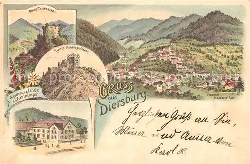 AK / Ansichtskarte Diersburg Gasthaus Linde Ruine Hohengeroldseck Ruine Thiersberg Diersburg