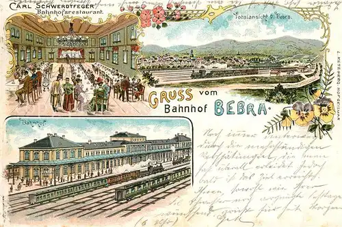 AK / Ansichtskarte Bebra Bahnhof Carl Schwrdtfeger Bahnhofsrestaurant Bebra