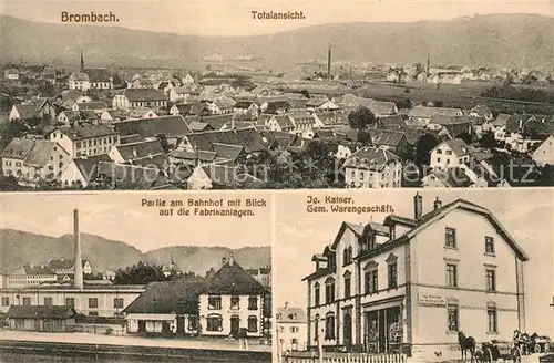 AK / Ansichtskarte Brombach_Loerrach Bahnhof Fabrikanlagen Ig. Kaiser Gem. Warengeschaeft Brombach Loerrach