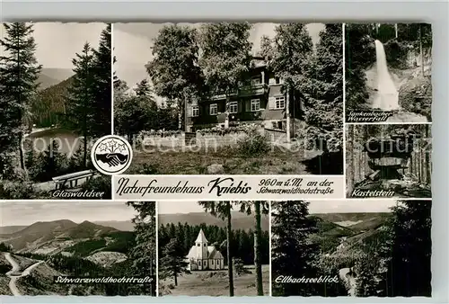 AK / Ansichtskarte Kniebis_Freudenstadt Glaswaldsee Naturfreundehaus Senkenbacher Wasserfall Kastelstein Panorama Ellbachseeblick Kniebis_Freudenstadt