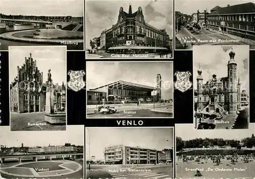 AK / Ansichtskarte Venlo Maasbrug Romerhuis Viaduct Strand Stadhuie Postkantoor Venlo