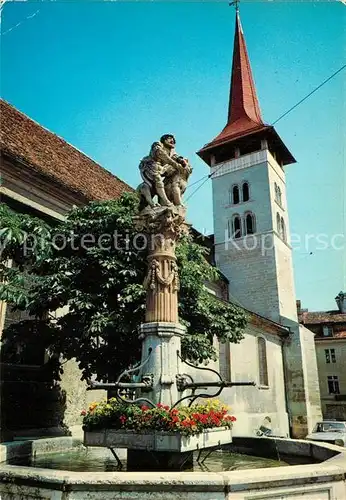 AK / Ansichtskarte Giengen_Brenz Liebfrauenkirche udn Samson Brunnen Giengen Brenz