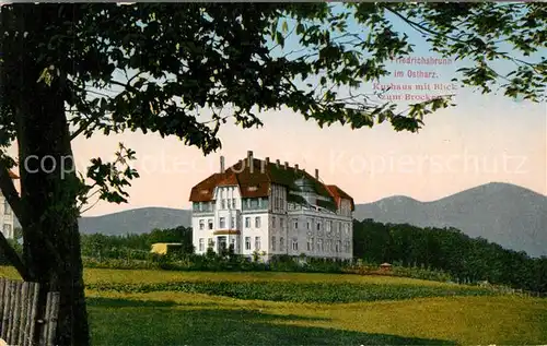 AK / Ansichtskarte Friedrichsbrunn_Harz Kurhaus mit Blick zum Brocken Friedrichsbrunn Harz