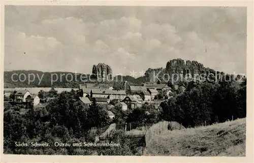 AK / Ansichtskarte Ostrau_Sachsen mit Schrammsteine Ostrau_Sachsen