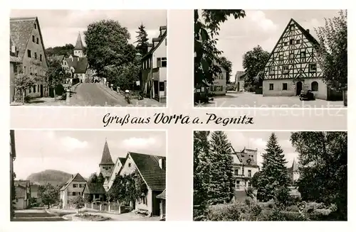 AK / Ansichtskarte Vorra_Pegnitz Fachwerk Kirche Ortspartien Vorra Pegnitz