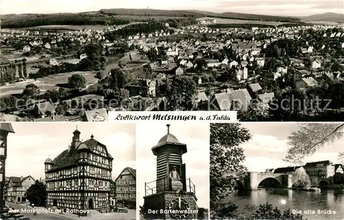 AK / Ansichtskarte Melsungen_Fulda Fliegeraufnahme Marktplatz Rathaus Bruecke Bartenwetzer Melsungen Fulda