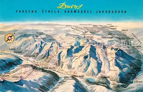 AK / Ansichtskarte Parsenn Strela Braemabueel Jakobshorn Parsenn