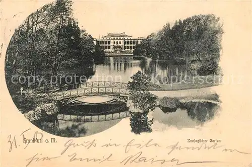 AK / Ansichtskarte Frankfurt_Main Zoologischer Garten Teich Bruecke Frankfurt Main