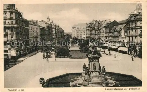 AK / Ansichtskarte Frankfurt_Main Gutenbergdenkmal und Goetheplatz Frankfurt Main