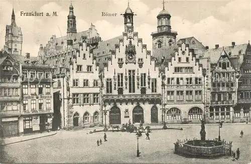 AK / Ansichtskarte Frankfurt_Main Roemer Brunnen Giebelhaeuser Altstadt Frankfurt Main