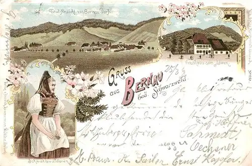 AK / Ansichtskarte Bernau_Schwarzwald Gasthaus Loewen Tracht Bernau Schwarzwald