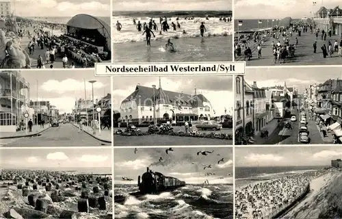 AK / Ansichtskarte Westerland_Sylt Strand Konzertplatz Dampflok Westerland_Sylt