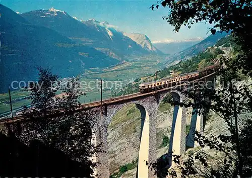 AK / Ansichtskarte Eisenbahn Bern Loetschberg Simplon Bahn Luogelkinviadukt Hohtenn Eisenbahn