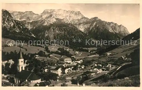 AK / Ansichtskarte Marktschellenberg Ortsansicht mit Kirche Unterstein Alpenpanorama Marktschellenberg