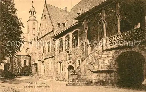 AK / Ansichtskarte Goslar Rathaus und Marktkirche Goslar