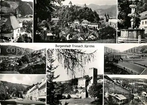 AK / Ansichtskarte Friesach_Kaernten Burgen Brunnen Panorama Friesach Kaernten