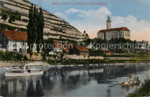 AK / Ansichtskarte Gundelsheim_Neckar Blick ueber den Neckar zum Schloss Hornegg Gundelsheim Neckar