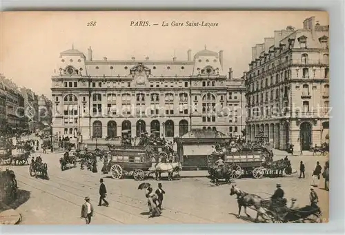 AK / Ansichtskarte Paris Gare Saint Lazare Bahnhof Pferdebus Paris