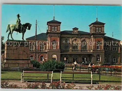 AK / Ansichtskarte Aalborg Banegaarden Bahnhof Denkmal Reiterstandbild Aalborg