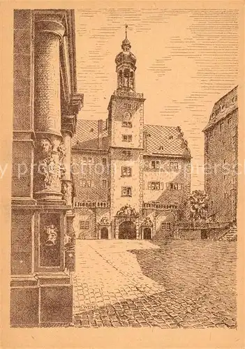 AK / Ansichtskarte Darmstadt Schlosshof Glockenbau Kuenstlerkarte Karl Weise Darmstadt