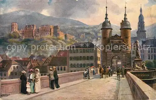 AK / Ansichtskarte Hoffmann_Heinrich Heidelberg Alte Neckarbruecke Schloss  Hoffmann Heinrich