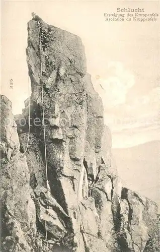 AK / Ansichtskarte Bergsteigen_Klettern Schlucht Kruppenfels  Bergsteigen_Klettern