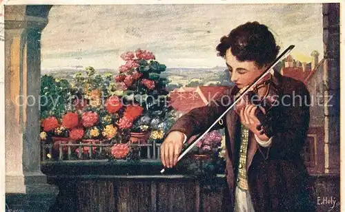 AK / Ansichtskarte Kuenstlerkarte E. Holy Liebeslieder Geige  Kuenstlerkarte