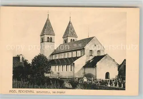 AK / Ansichtskarte Niederzell_Reichenau Kirche Friedhof 799 erbaut Niederzell Reichenau