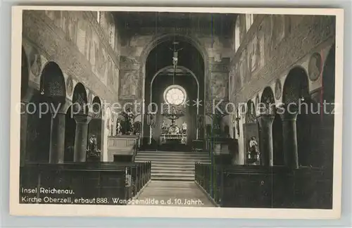 AK / Ansichtskarte Oberzell_Reichenau Kirche erbaut 888 Innenansicht Wandgemaelde 10. Jhdt. Oberzell Reichenau