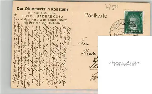 AK / Ansichtskarte Konstanz_Bodensee Historisches Gebaeude Hotel Barbarossa Geschichte Konstanz_Bodensee