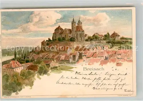 AK / Ansichtskarte Breisach_Rhein Stadtbild mit Muenster Kuenstlerkarte Deutsche Reichspost Breisach Rhein