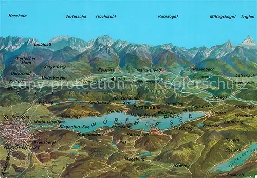 AK / Ansichtskarte Dellach_Woerthersee Ortungskarte Moosburg Kreuzbergl Klagenfurt Dellach_Woerthersee