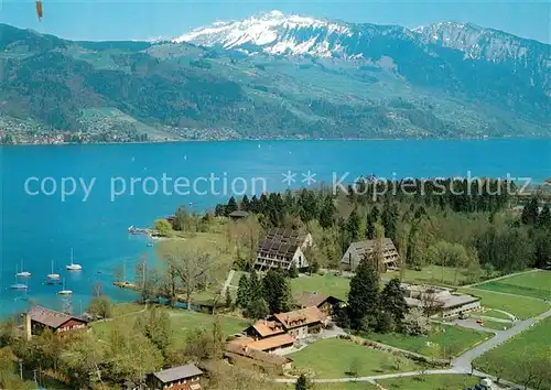 AK / Ansichtskarte Gwatt Fliegeraufnahme Heimstaette Thunersee Gwatt