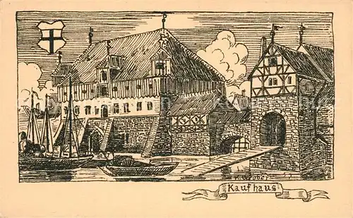 AK / Ansichtskarte Konstanz_Bodensee Kaufhaus Zeichnung Kuenstlerkarte Konstanz_Bodensee