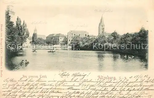 AK / Ansichtskarte Altenburg_Thueringen Am grossen Teich Kirche Altenburg Thueringen