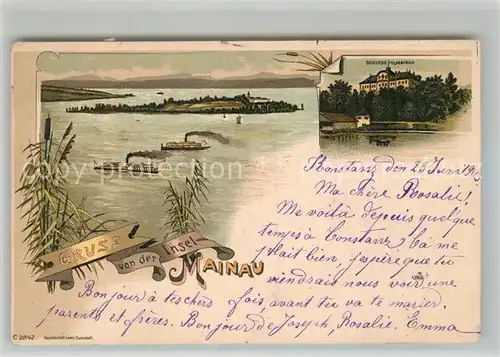 AK / Ansichtskarte Konstanz_Bodensee Insel Mainau Schloss Litho Konstanz_Bodensee