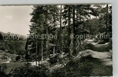 AK / Ansichtskarte Hornberg_Schwarzwald Waldweg Blick zum Schloss Hornberg Schwarzwald