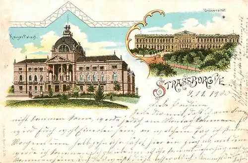 AK / Ansichtskarte Strassburg_Elsass Kaiserpalast Universitaet Litho Strassburg Elsass