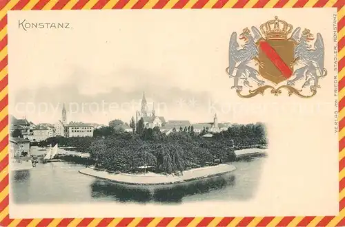 AK / Ansichtskarte Konstanz_Bodensee Panorama Wappen Krone Konstanz_Bodensee