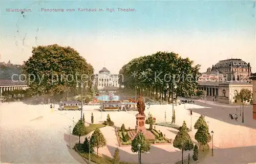 AK / Ansichtskarte Wiesbaden Panorama vom Kurhaus mit Kgl Theater Wiesbaden