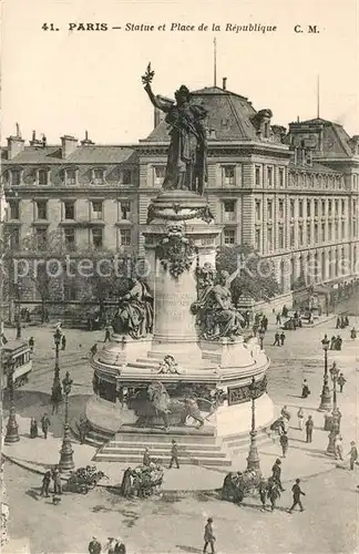 AK / Ansichtskarte Paris Statue et Place de la Republique Paris