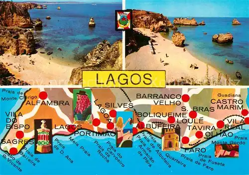 AK / Ansichtskarte Lagos_Algarve Fliegeraufnahme Strand Panoramakarte 