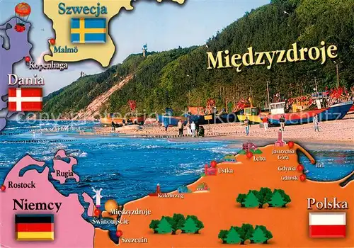 AK / Ansichtskarte Miedzyzdroje Strand Panoramakarte Miedzyzdroje