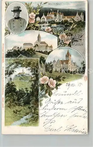 AK / Ansichtskarte Altenburg_Thueringen Herzog Ernst von Sachsen Altenburg Schloss Leuchtenburg Waldpartie Wild Litho Altenburg Thueringen