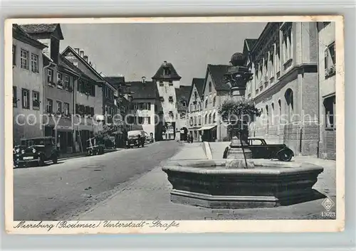 AK / Ansichtskarte Meersburg_Bodensee Unterstadt Strasse Brunnen Meersburg Bodensee