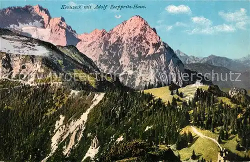 AK / Ansichtskarte Garmisch Partenkirchen Kreuzeck mit Adolf Zoeppritz Haus Garmisch Partenkirchen