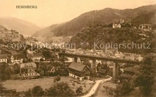 AK / Ansichtskarte Hornberg_Schwarzwald Panorama Eisenbahnbruecke Schwarzwaldbahn Blick zum Schlosshotel Hornberg Schwarzwald