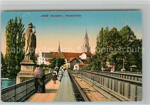 AK / Ansichtskarte Konstanz_Bodensee Rheinbruecke Blick zum Muenster Konstanz_Bodensee