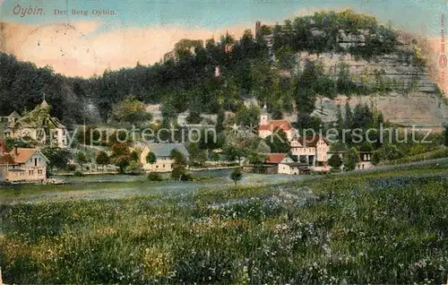 AK / Ansichtskarte Oybin Teilansicht mit Berg Oybin Zittauer Gebirge Oybin