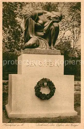 AK / Ansichtskarte Frankfurt_Main Denkmal Den Opfern des Krieges Kupfertiefdruck Frankfurt Main